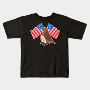 Quail American Flags Kids T-Shirt